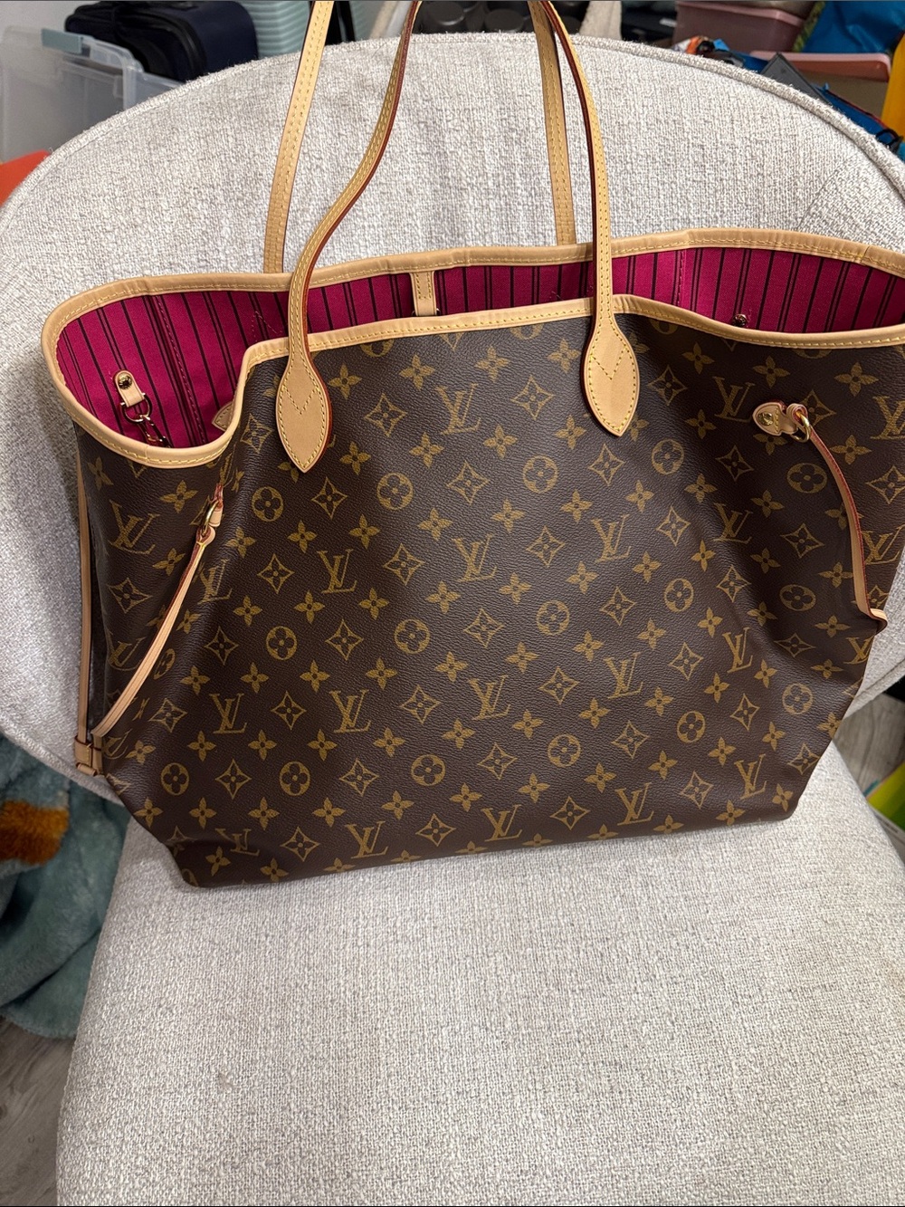 Louis Vuitton Monogram Neverfull GM Tote in Brown with Vachetta Trim